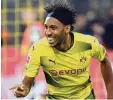  ?? Foto: dpa ?? Selbst ein Pierre Emerick Aubameyang trifft nur selten drei Mal.