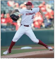  ?? (NWA Democrat-Gazette/Andy Shupe) ?? Junior left-hander Patrick Wicklander will be Arkansas’ starting pitcher tonight in the opening game of a three-game SEC series against Texas A&M at Baum-Walker Stadium in Fayettevil­le.