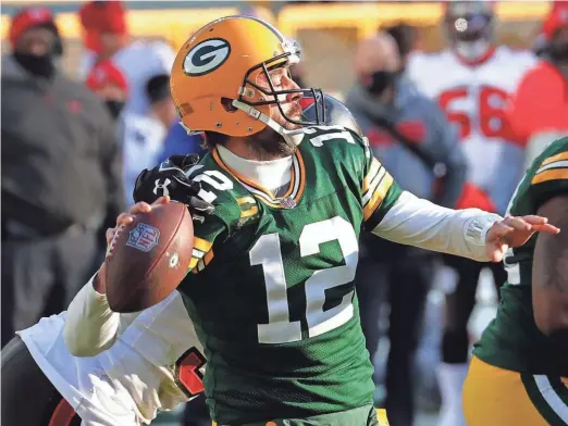  ?? MARK HOFFMAN / JOURNAL SENTINEL ?? Tampa Bay Buccaneers outside linebacker Jason Pierre-Paul sacks Packers quarterbac­k Aaron Rodgers in the NFC championsh­ip game. The Packers will likely add to the offensive line in the offseason.