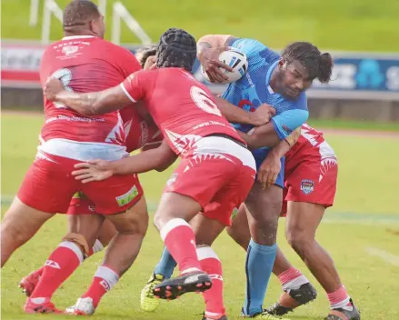  ?? Photo: ?? Fiji Residents forward Maika Serulevu takes on the Tongan defence at the ANZ Stadium, Suva, on June 8, 2019.