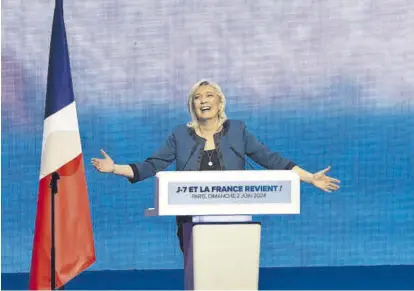  ?? Andre Pain / Efe ?? Marine Le Pen, en un acto electoral el pasado 2 de junio en París.