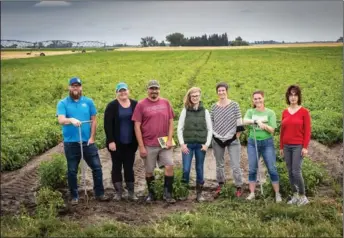  ??  ?? Pictured from left-to-right: Nathan Linder (lab/field technician), Blaire Harley (Lethbridge College student), Jason Cotton (Lethbridge College student), Carollynn Lemky (Lethbridge College student), Dr. Willemijn Appels (Lethbridge College’s Mueller Applied Research Chair in Irrigation Science), Danielle Crawford (Lethbridge College alumna – MSc student Dalhousie University), Dr Rezvan Karimi (research associate).