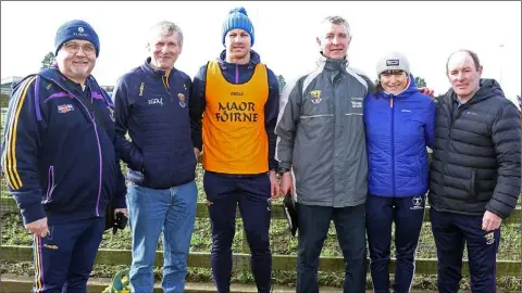  ??  ?? The new Wexford backroom team (from left): Mark Rogers, Billy Stafford, David Shore, Paul Carty (manager), Eadaoin Cadogan, Michael Phelan.