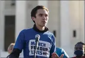  ?? JOSE LUIS MAGANA — THE ASSOCIATED PRESS ?? Parkland survivor and activist David Hogg speaks during a rally outside of the U.S. Supreme Court in Washington on Wednesday.