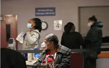  ?? HERALD PooL FILE ?? VACCINATIO­N SITE: Margaret Pless-Hunter waits in the observatio­n area at Morning Star Baptist Church after receiving her vaccine on March 1.