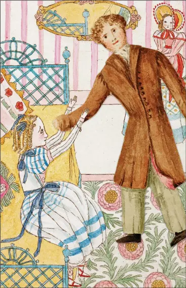  ??  ?? Victorian art: A paper doll of Alice’s father made by Victoria, given a new setting for the book