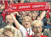  ??  ?? The party faithful in Liverpool sing Mr Corbyn’s praises
