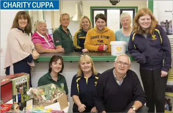  ??  ?? (Back, from left) Caroline Woods, Mary O’Brien, Melanie Lee, Claire Reddan, Karl Tighe, Susan Fox, Rebecca Corrigan, (front) Jackie Fox, Grainne Davis and Paddy O’Brien at the Kilmacanog­ue GAA Club coffee morning in aid of Lakers.