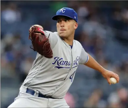  ?? KATHEY WILLENS - THE ASSOCIATED PRESS ?? Kansas City Royals starting pitcher Danny Duffy delivers a pitch during the first inning against the New York Yankees at Yankee Stadium Tuesday. Duffy beat the Yankees for the second time in less than a week.