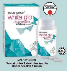kebaikan total image whita glo l glutathione Bundle of 2] 400Mg 30s (2x121090194) Dull skin + dark spots