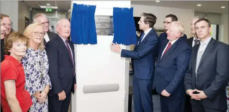  ??  ?? Minister Simon Harris unveils the plaque at the official opening of Ballymote Primary and Mental Health Care Centre Monday.