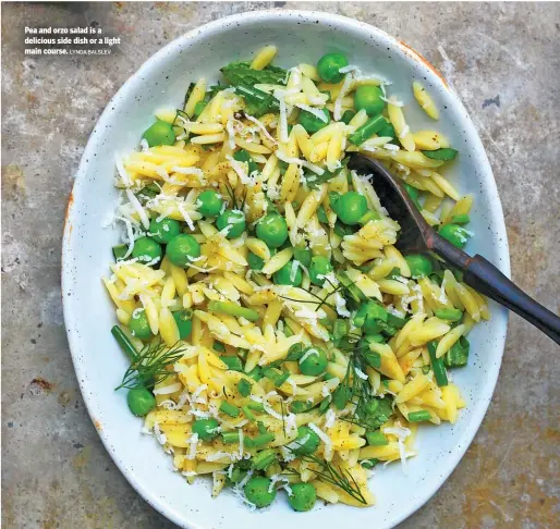  ?? LYNDA BALSLEV ?? Pea and orzo salad is a delicious side dish or a light main course.