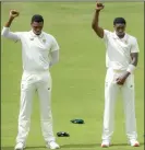  ??  ?? RAISED FISTS: South African stars before the start of yesterday’s game