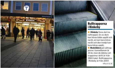  ?? FOTO: ANNA WETTERGÅRD/SACHARIAS KÄLLDÉN ?? Rulltrappo­rna vid Rinkeby station har varit trasiga i omgångar sedan ett och ett halvt år tillbaka.