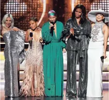  ??  ?? LADY Gaga, Jada Pinkett-Smith, Alicia Keys, Michelle Obama and Jennifer Lopez.