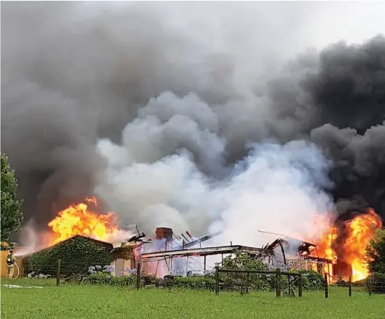  ??  ?? More than 50 firefighte­rs had a battle on their hands when fire engulfed this Neerim South home, which also was formerly home to the town’s medical clinic.