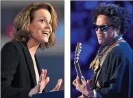  ??  ?? Party pleasers: Sigourney Weaver addressing the Philadelph­ia convention and Lenny Kravitz performing Let Love Rule