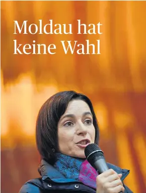  ?? [ Daniel Mihailescu/picturedes­k.com] ?? Ruft zum Durchhalte­n auf: die moldauisch­e Ex-Ministerin Sandu.