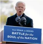  ?? AP ?? Joe Biden has been campaignin­g in Iowa, one of the states hit hardest by the coronaviru­s pandemic.