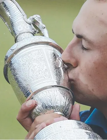  ?? Picture: AP PHOTO/DAVE THOMPSON ?? STELLAR RUN: Jordan Spieth won the British Open Golf Championsh­ips on Sunday and is on track to eclipse Tiger Woods’ record as the youngest player to win all four majors.