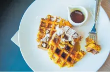  ??  ?? The Bindery’s Easter Extravagan­za menu includes carrot ginger waffles and bacon for $36 (feeds six).