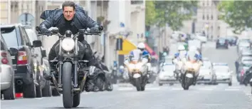  ?? Photo / AP ?? Tom Cruise burns rubber in Mission: Impossible — Fallout.