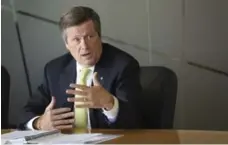  ?? RICHARD LAUTENS/TORONTO STAR ?? Mayor John Tory told the the Star’s editorial board any new measures to raise revenue should be preceded by a look for spending efficienci­es.