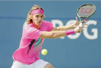  ??  ?? Eye on the ball. Stefanos Tsitsipas returns a ball to Kevin Anderson (not pictured) during the semifinals of the Rogers Cup tennis tournament at Aviva Center, in Toronto, Canada, on August 11.