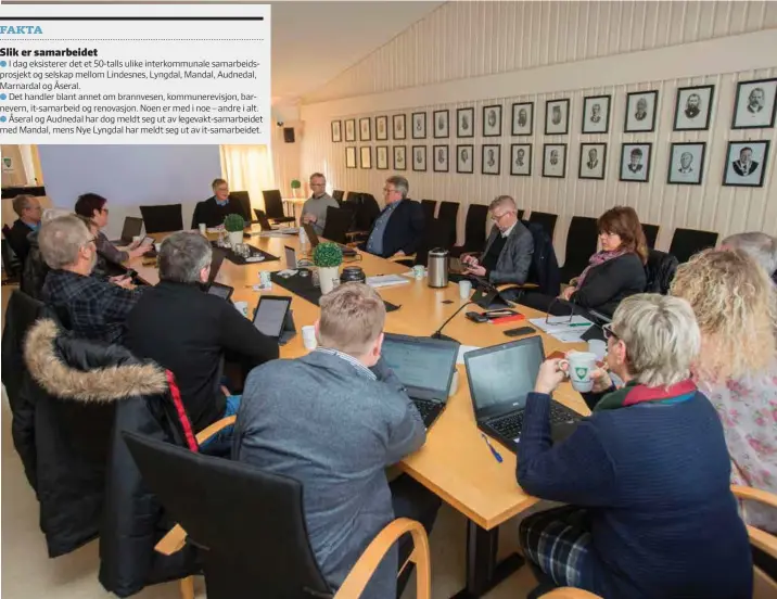  ?? FOTO: JARLE R. MARTINSEN ?? Lindesnesr­ådet som består av rådmenn og politikere fra Audnedal, Åseral, Lindesnes, Mandal og Marnardal vil trolig eksistere fram til 1. januar 2020. Da skiller kommunene seg med sammenslåi­ngene som da skjer.