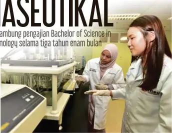  ??  ?? BIDANG teknologi farmaseuti­kal kerjaya yang mendapat permintaan tertinggi majikan.