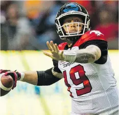  ?? GERRY KAHRMANN ?? Stampeders QB Bo Levi Mitchell is a villain in the eyes of the Roughrider­s faithful. But he’s OK with that. He even baits Saskatchew­an fans with provocativ­e tweets.