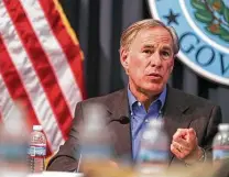  ?? Aaron E. Martinez / Tribune Media Services ?? Seeking re-election, Gov. Greg Abbott is focusing on border security and trying to tie Beto O’Rourke to President Joe Biden.