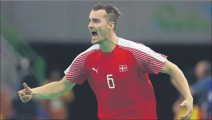  ??  ?? Casper Mortensen, de 28 años, celebrando un gol en los Juegos de Río’2016, escenario de su mayor éxito deportivo, el oro olímpico FOTO: GETTY