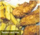  ??  ?? Tenders and fries
THE DRINKS