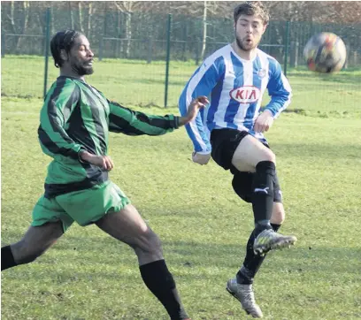  ??  ?? ●●Action from Hillgate’s clash against Chorltonia­ns Athletic (in black and green)