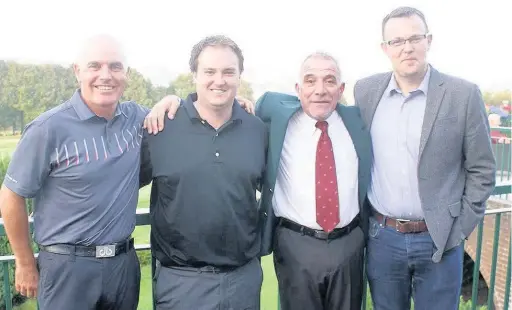  ??  ?? ●●Pro am winners Phil Archer, left, with Scott Jackson, Disley captain Dave Stephenson and Ian Cairns