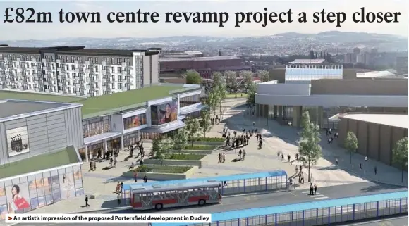  ??  ?? > An artist’s impression of the proposed Portersfie­ld developmen­t in Dudley