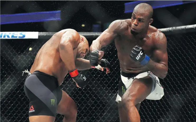  ?? — GETTY IMAGES FILES ?? Jon Jones, right, is angling for a fight with former UFC heavyweigh­t champion Brock Lesnar, who has returned to his roots in the pro wrestling world.