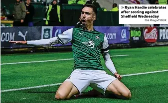  ?? Phil Mingo/PPAUK ?? Ryan Hardie celebrates after scoring against Sheffield Wednesday