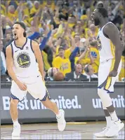  ?? JOSE CARLOS FAJARDO — STAFF PHOTOGRAPH­ER ?? Klay Thompson, left, and Draymond Green played key roles in the Warriors overcoming a 17-point deficit in Game 6.
