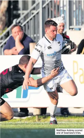  ??  ?? Matthew Aubrey scored one of Swansea’s tries.