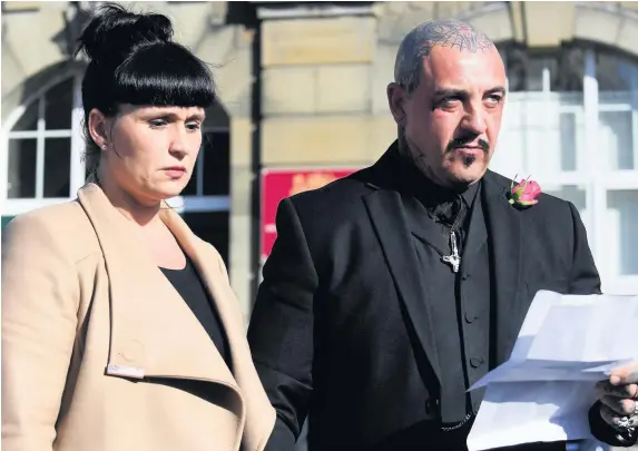  ?? WALES NEWS SERVICE ?? Paul and Gemma Black after the inquest into the death of their daughter Pearl, pictured below