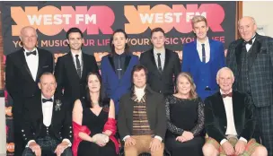  ??  ?? Top table Westsound station director Brenda Ritchie with the 2017 Artists ( Back row, from left) Sandy Strang, Collabro, John McKelvie, ( front) Willie Young, Keara Murphy, Christophe­r Tait, Brenda Ritchie and John Carmichael