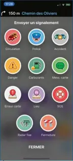  ??  ?? Signalez les incidents que vous rencontrez sur votre trajet et la communauté Waze sera informée. Les incidents disparaiss­ent de la carte lorsqu’un wazeur indique la fin de l’incident.