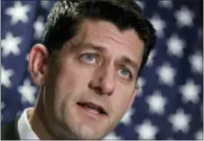  ?? J. SCOTT APPLEWHITE — THE ASSOCIATED PRESS FILE ?? In this file photo, House Paul Ryan, of Wis., speaks during a news conference at Republican National Committee Headquarte­rs on Capitol Hill in Washington. Ryan said he will seek changes to a divisive GOP health care bill to provide more help to older...