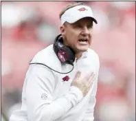  ?? (NWA Democrat-Gazette/Charlie Kaijo) ?? After a first-year average of 52 in 2018, Chad Morris’ second recruiting class at Arkansas averaged No. 21 in the nation. The second class was highlighte­d by 10 ESPN 4-star prospects.