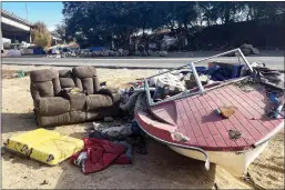  ?? Angela Hart / KHN /TNS ?? Homeless encampment­s crowd the freeway underpasse­s and dirt shoulders along Roseville Road, northeast of downtown Sacramento, along with piles of trash and discarded goods (above). Susan Goodman and her son, Daniel (left), are supporters of Democratic Gov. Gavin Newsom’s “CARE Court“initiative, which allows courts to mandate treatment for people living homeless with untreated psychosis. Daniel spent years on the streets with untreated schizophre­nia before a tough-love deal with his mother got him back home on medication.