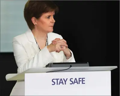  ??  ?? First Minister Nicola Sturgeon ‘has projected calm and honesty compared to Boris Johnson’s dangerous government’