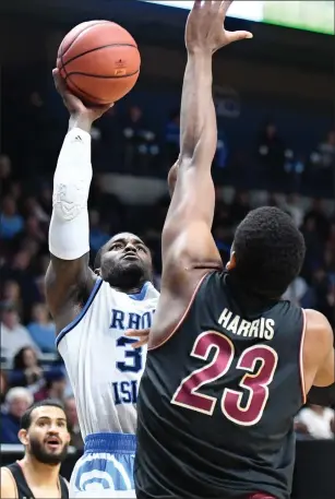  ?? Photo by Jerry Silberman / risportsph­oto.com ?? Rhode Island senior wing Jared Terrell (32) scored a team-high 21 points and pulled down five rebounds in a 68-62 victory over Charleston Saturday night at the Ryan Center.