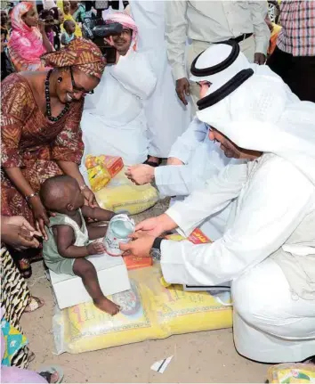  ?? ?? Battling starvation
A programme to fight malnutriti­on in Mali. The UAE’s aid efforts are led by group like the Emirates Red Crescent, which donated around Dh8 billion in aid in 100 countries between 1983 and 2013, and the Zayed Bin Sultan Al Nahyan Charitable and Humanitari­an Foundation, which donated more than $460 million in 96 countries since 1992.